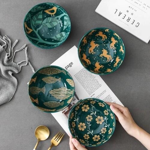 1PCS 6 Inch Tableware Japanese Hand Painted Relief Ceramic Underglaze Home Restaurant Rice Bowl Noodle Bowl Ramen Soup Bowl