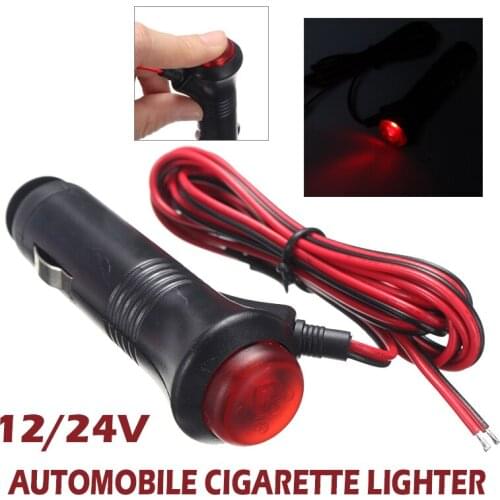 1pc Car Motorcycle 12V 24V Red LED ON OFF Switch Cigarette Lighter Power Socket Plug Connector 10A Fuse For ATV Boat Truck