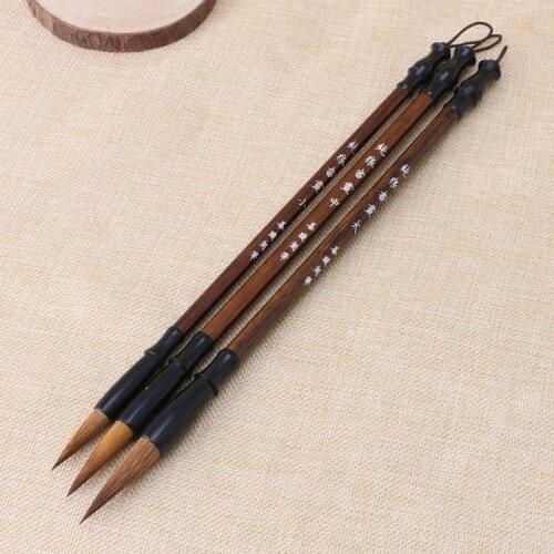 1Pc Chinese Calligraphy Brushes Pen Wolf Hair Writing Brush Wooden Handle Size M