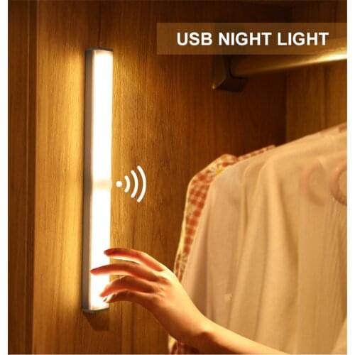 10 14 20 36 LEDs Under Cabinet Night Light USB Motion Sensor Closet Light Kitchen Bedroom Lighting Wall Lamp With Magnetic Strip