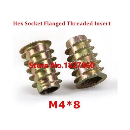 100pcs M4*8 Zinc Alloy Furniture Hex socket Drive Head Nut Threaded for Wood Insert Nuts