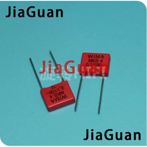 10PCS RED WIMA MKS4 0.1UF 100V PCM7.5 original new MKS-4 104/100V P7.5mm audio 104 hot sale 0.1UF/100V 100NF