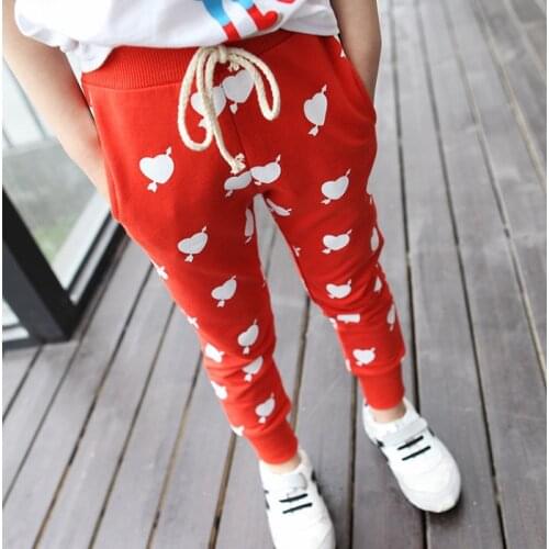 2015 Spring&summer girls pants female child casual sports pants child all-match print trousers skinny pants leggings 3-7 year