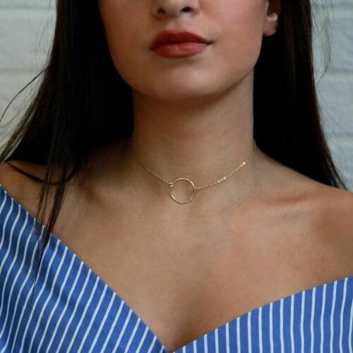 2021 Fashion Circle Chain Clavicle Necklace Collars Gold Color Round Choker Necklaces For Women Girls Lovely Neck Jewelry Gift