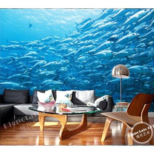 Custom 3D murals,beautiful dream blue sea deep water swordfish photography, living room sofa TV bedroom background wallpaper