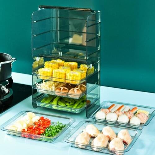 60%HOTKitchen preparation rack drawer design stackable PET multifunctional vegetable and meat kitchen tray restaurant kitchen su