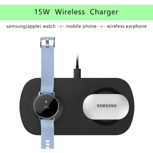 2 in 1 15W Qi Wireless Charger For Samsung S21 S20 Fast Charging For IPhone 12 11 Pro XS XR Airpods Pro iWatch Galaxy Buds Live