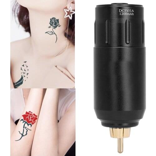 Wireless Tattoo Power Supply Motor Tattoos Pen Power Supplies RCA Plug 1200mAh Black Portable Tattoo Machine Power Supplies Tool