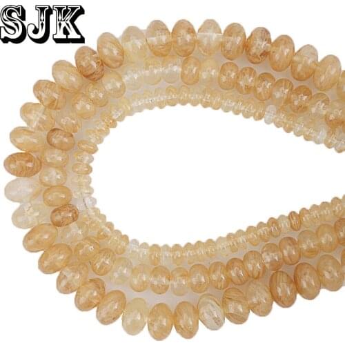 Natural Citrines Quartz Stone UFO Abacus Spacer Beads s 4 6 8mm Diy Fashion Charms Beads Handmade Jewelry Making Accessories