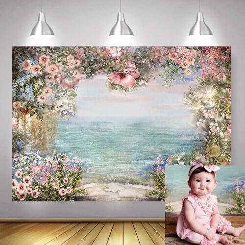 Photography Backdrop Newborn Baby Birthday Photocall Floral Children Portrait Background Vintage Oil Painted Photo Shoot Props