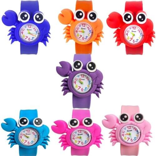 Toy Clock 7 Colors Crab Childrens Watch Boys and Girls Birthday Christmas Party Gifts Suitable for Kids Baby 3-8 Years Old