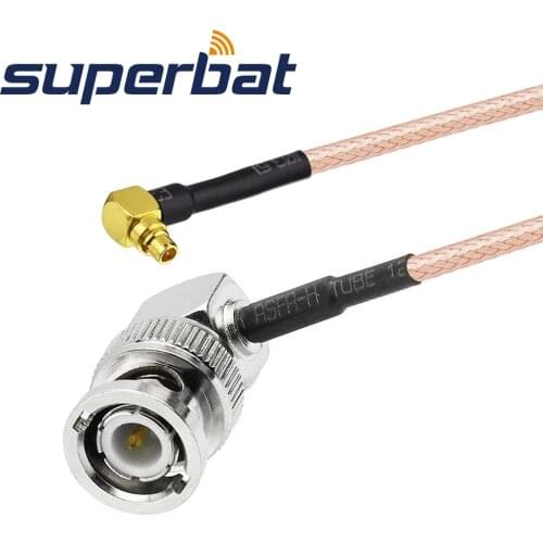 Superbat BNC male plug right angle to MMCX plug right angle pigtail cable RG316 15cm BNC extension cable