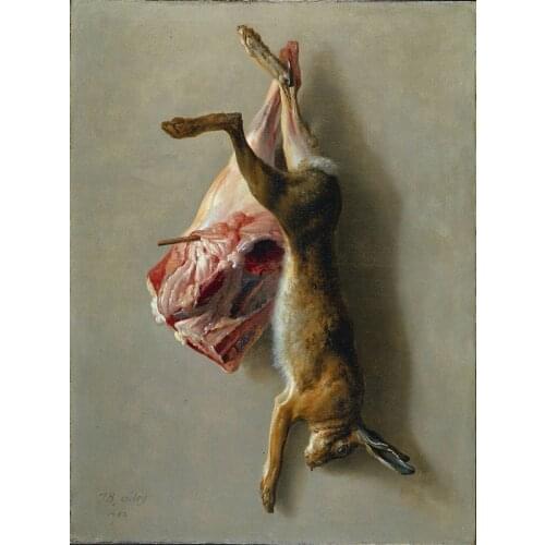 Oil Painting Reproduction,handmade oil painting,A Hare and a Leg of Lamb by Dogs by Jean Baptiste Oudry,Animal,Museum quaity