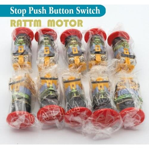 10PCS 22mm Red Signal Ignition Emergency Stop Switch PushButton Mushroom Push Button 22mm Mounting Hole Self locking