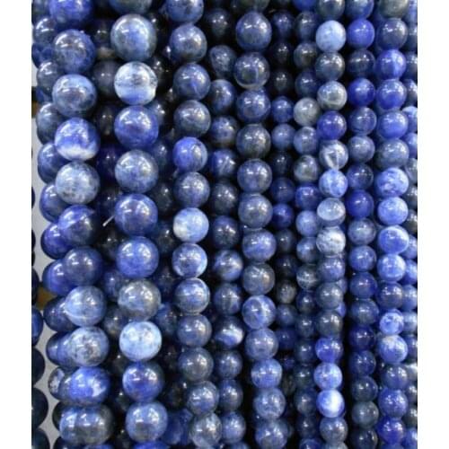 Round Sodalite Stone Beads,Selectable Size 3mm To 14mm,Natural Stone Beads For Women Bracelet Making Strand 15"