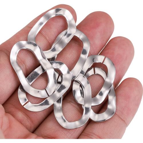 20Pcs Lot Stainless Steel O Shape Opening Earring Findings Rectangle Ripple Charms Connectors for DIY Making Jewelry Supplies