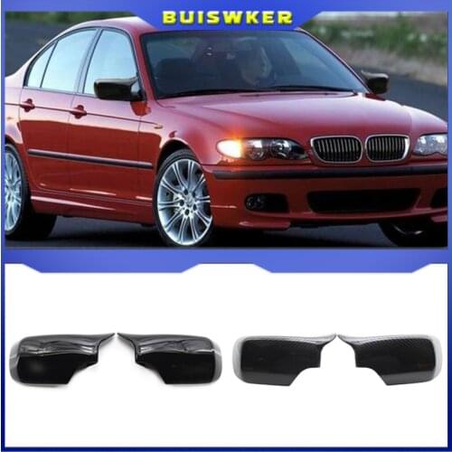 1Pair Car Side Door Rearview Side Mirror Cover Cap for BMW E46 316i 318i 318d 320d 320i 323i 325i 328i 330d 330i 330xi 1998-2005