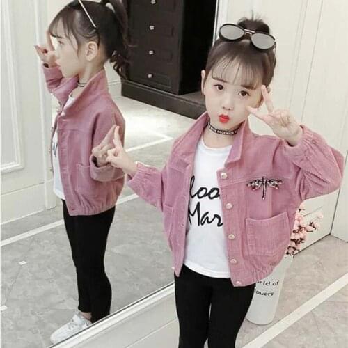New Girls Jackets Casual Spring Autumn Outerwear Girls Fashion Pink/Purple Color Kids Girls Clothing 6 8 10 12 Yrs Girls Coats