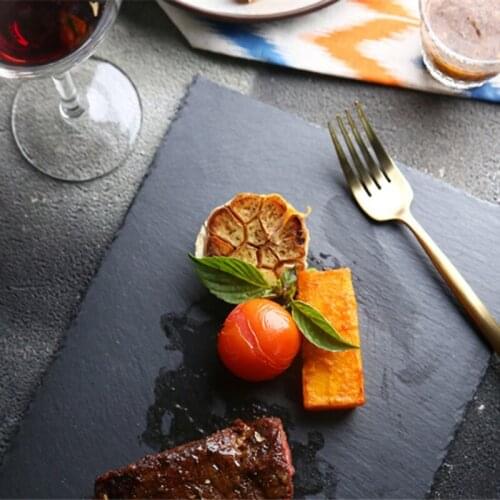 Square Slate Stone Coasters Placemat Tableware Mat Plate Dish Pad For Cake Bar Home Kitchen Table Decoration Accessories