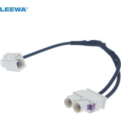 LEEWA 10x Car 1-Way Female To 2-Way Male FAKRA2-B Radio Antenna Terminals With Amplifier For Volkswagen/Skoda/Audi OEM Head Unit