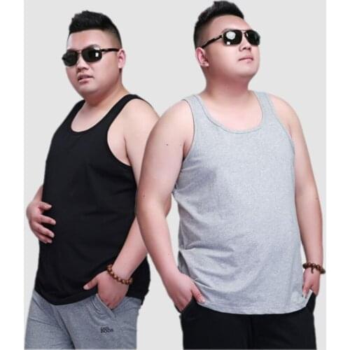 Summer large tank tops men tees plus size big 5XL Casual 7XL 9XL 10XL cotton soft Home loose 175kg tank tops elasticity black 54