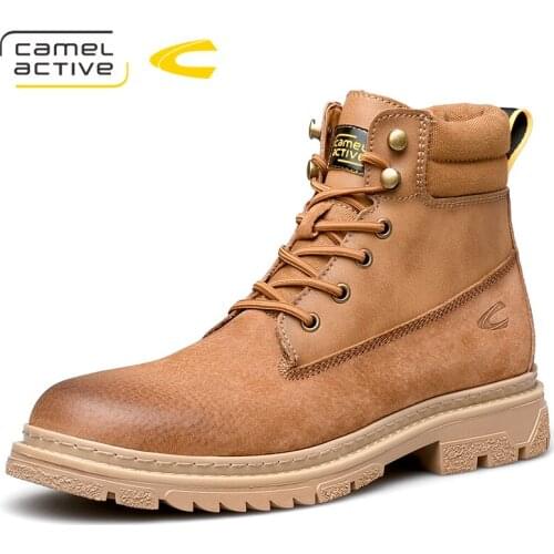 Camel Active New Men Boots Outdoor Tooling Soft Cushioning Pigskin Leather Quality Tactical Ankle Boats Army Men Botas