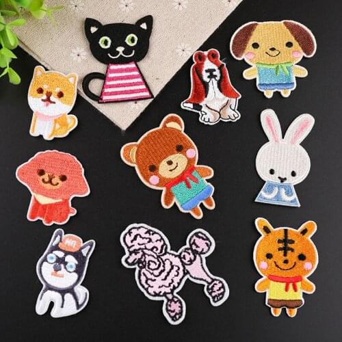 Cartoon zoo Bear, rabbit, sheep,Little tiger Patch Iron Badge Patches Embroidered Akita dog Patch T-shirt Coats Clothes Stickers