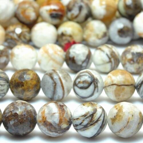 Natural Petrified Wood Jasper Faceted Round Beads Wholesale Loose Gemstones Semi Precious Stones for Jewelry Making Diy Bracelet