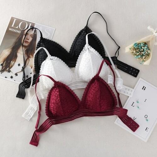 Newly Women Push Up Bras 2020 French Style Women Lady Underwear Lace Breathable Thin Deep V Neck Underwear Soutien Gorge Femme