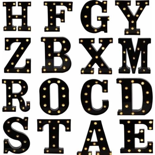 Newly Design Led Letters Lights 26 Alphabet Black Decorative Marquee Lamps for Wedding Party Birthday Home Bar Decoration