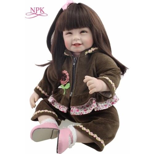 NPK Silicone Reborn Baby Doll Toys 22 inch with Long hair Realistic Baby Dolls 100% Handmade Girl Reborns Kids Playmates