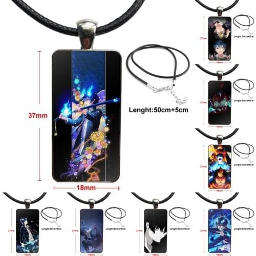 Glass Pendant Galaxy Pendant Necklace Women Steel Plated Necklaces Jewelry For Unisex Gift Blue Exorcist Anime