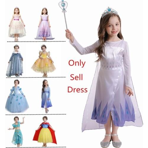 Girls Dress Halloween Girls Costume Long Sleeve Girls Autumn Winter Dress Princess Cosplay Dresses Snow Dress