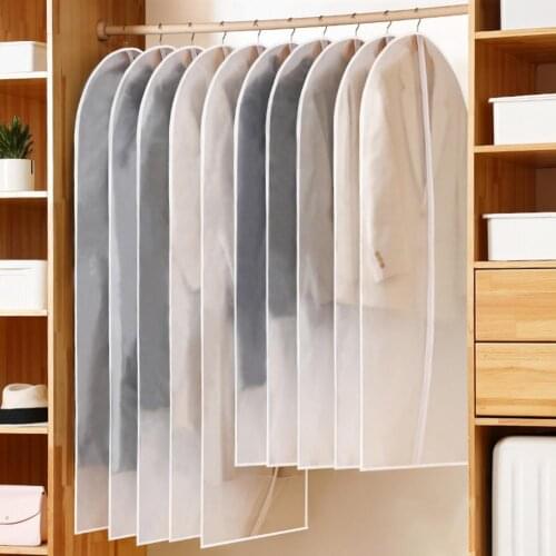 4Pcs Transparent Clothing Hanging Garment Bag Clear Dustproof PEVA Jacket Coat Clothes Dust Cover for Closet Wardrobe Hanging