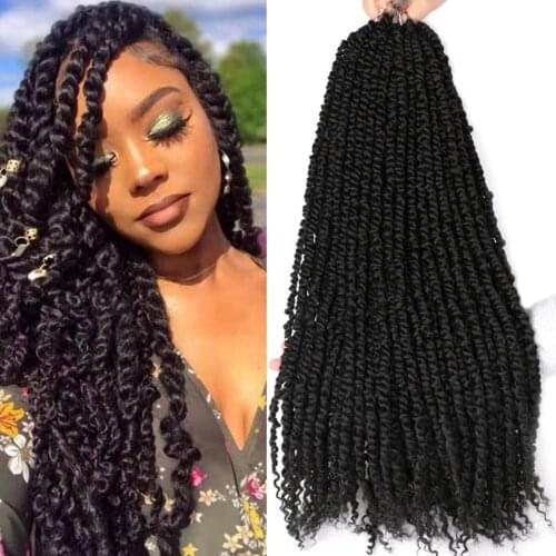 Full Star Ombre Fluffy Kinky Curly Twist Braiding Hair Bulk 18" Synthetic Long Passion Spring Twist Hair Crochet Braids 11 Roots