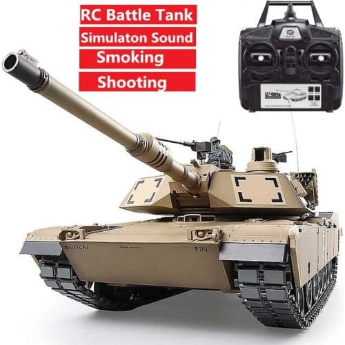 Remote Control RC Battle Tank Military Tank High Simulation M1A2 Tank With Smoking Shooting bullet Launch Cool LED lIght Kid toy