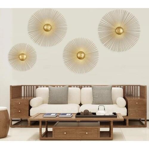 Home Decor Circular Metal Led Wall Lamps Wall Sconce For Foyer Bedroom Modern Golden wall light for living room light fixture