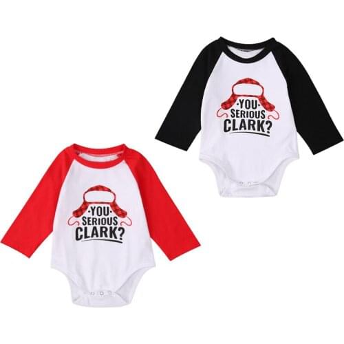 0-18M Christmas Newborn Baby Girls Boys Bodysuits Cartoon Print Jumpsuits Party Outfits 2 Colors