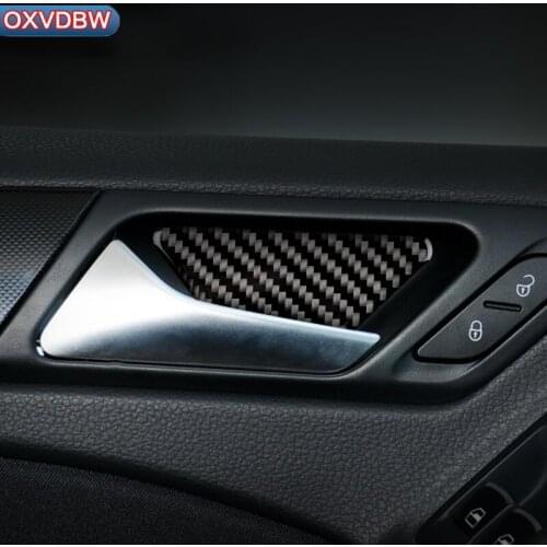 Carbon Fiber Interior Door Handles Bowl Decorative Cover Trim Car Styling Sticker Auto Accessories For volkswagen golf 6 mk6 R