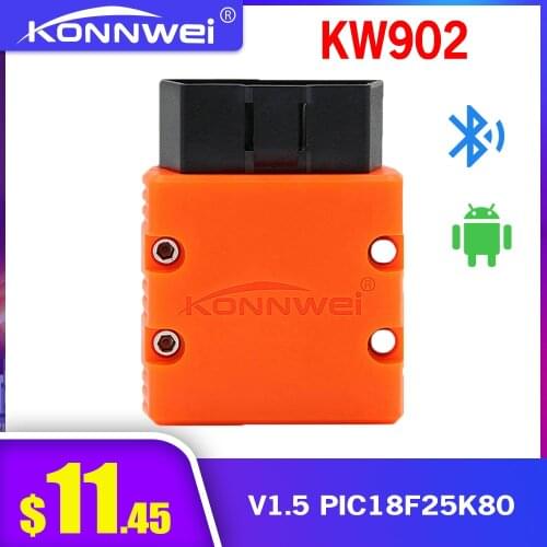 KONNWEI KW902 Bluetooth ELM327 V1.5 Chip PIC18f25k80 OBDII Code Reader ELM 327 AutoScanne rOBD2 Diagnostic Tool Android PC icar2
