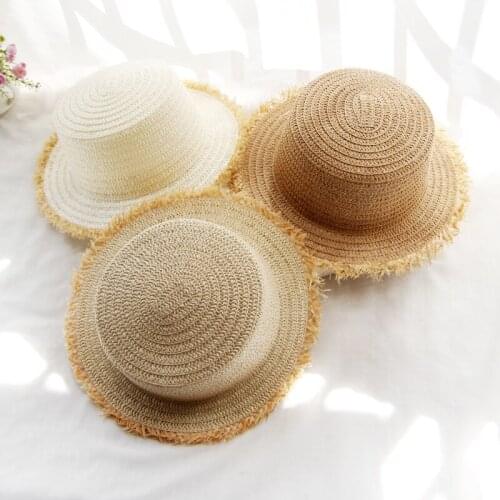 MATTYDOLIE Wholesale sun hat female summer folding sunscreen youth outdoor travel straw hat visor flat top beach hat