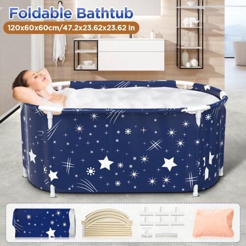 120CM Foldable Bathtub Double Non-Inflatable Bath Tub Household Portable Large Full Body Bath Barrel With Frame For Adults