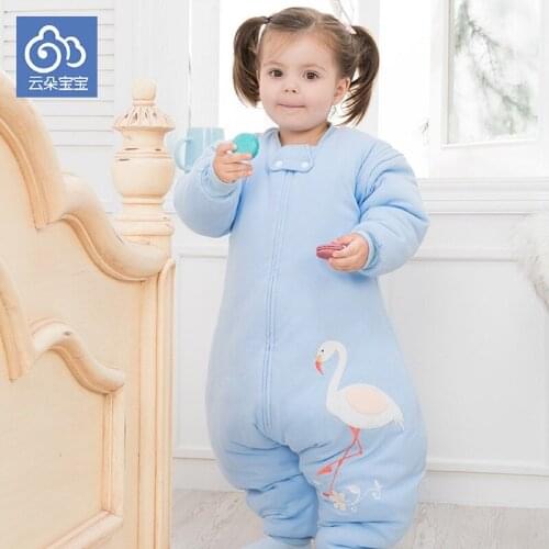 Autumn and winter boy girl chirdren envelop for newborns split sleeping bag pure cotton thickened with flamingo printed