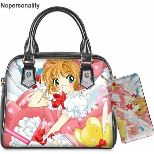 Nopersonality Girls Anime Cardamom Sakura Printed Handbag and Purse for Women Fashion Crossbody/Messenger Bag Sac A Main 2Pcs