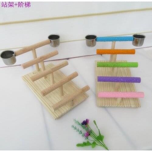 Bird Perch Platform Training Stands Perches Playstand Playgound Standing Toy with feeders for small parrots