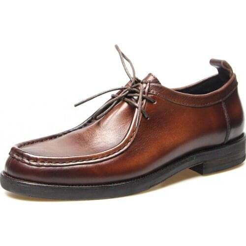 Luxury Handmade Custom Shoes Genuine Leather Men Flats Fashion Vintage Derby Shoes for Man Formal Brogue Shoes Soft Moccasins