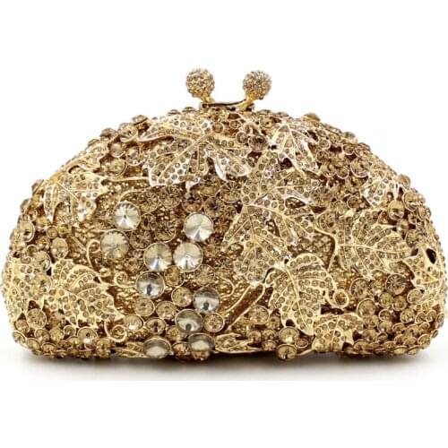 XIYUAN gold pear beaded evening bags fashion women clutches day clutch Female party purse chains handbag women messenger bags