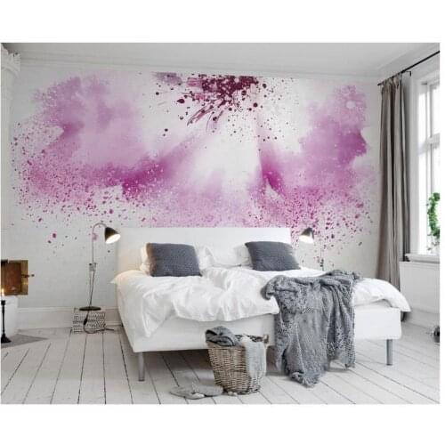 High Quality Hot Sale New Custom 3d wallpaper mural TV setting wall powder purple watercolor abstract painting flowers wallpaper