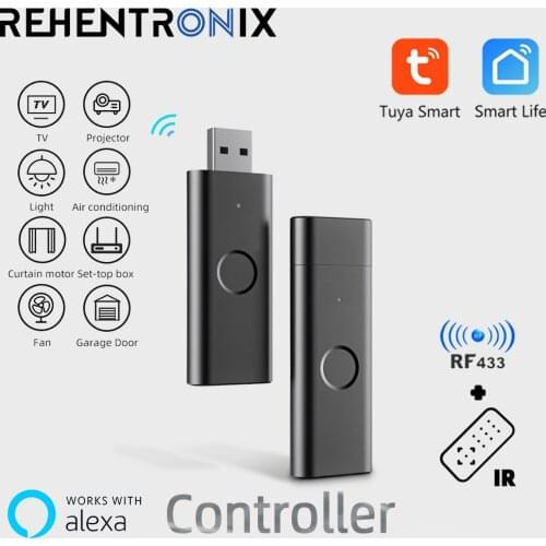 Tuya WiFi Controller RF+IR USB Universal Remote Controller Home Appliances Smart Controller RF Appliances Tuya Smart/ Smart Life