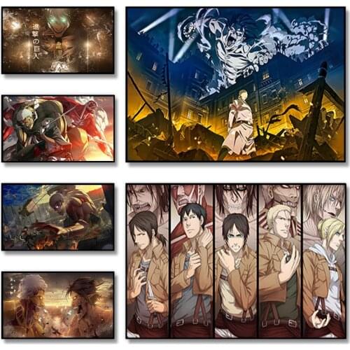 Japanese Animation Attack on Titan Anime Posters And Prints Canvas Painting Cartoon Figure Wall Art Pictures Bar Home Decoration